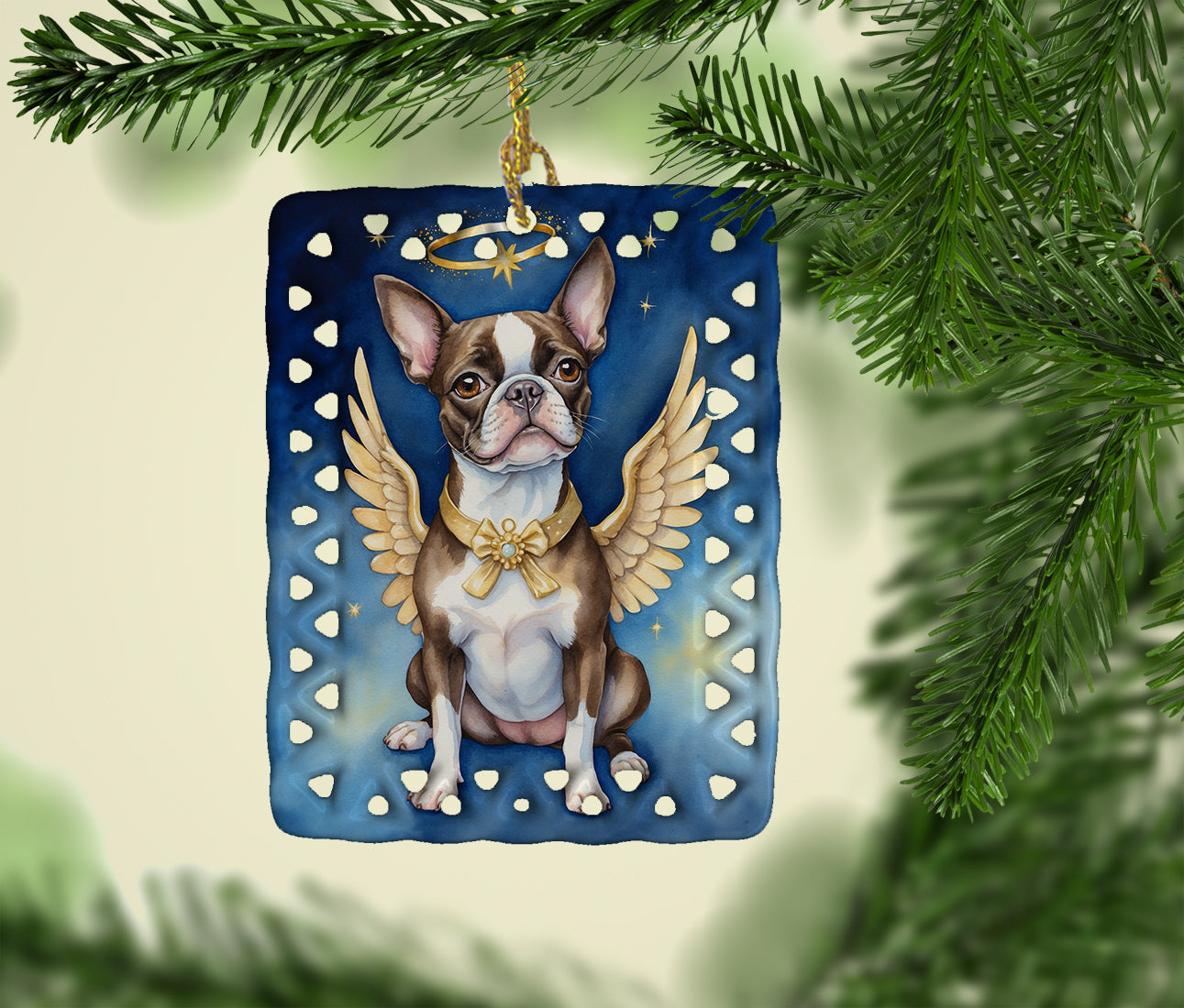 Caroline's Treasures Boston Terrier My Angel Porcelain Ornament