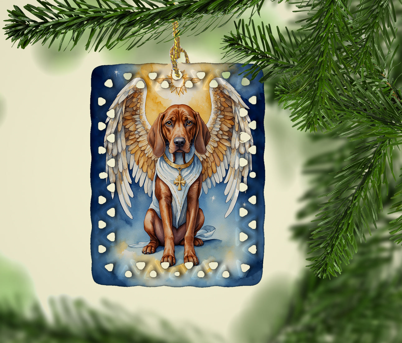 Caroline's Treasures Redbone Coonhound My Angel Porcelain Ornament