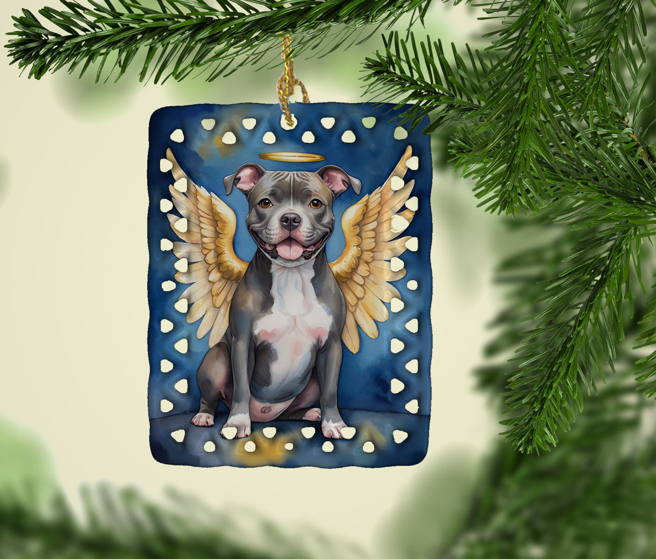 Caroline's Treasures Staffordshire Bull Terrier My Angel Porcelain Ornament