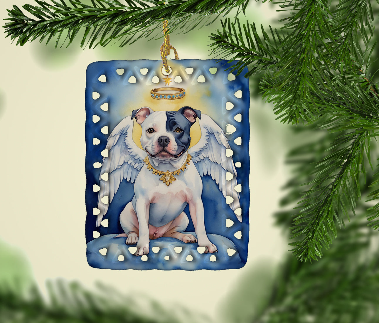 Caroline's Treasures Staffordshire Bull Terrier My Angel Porcelain Ornament