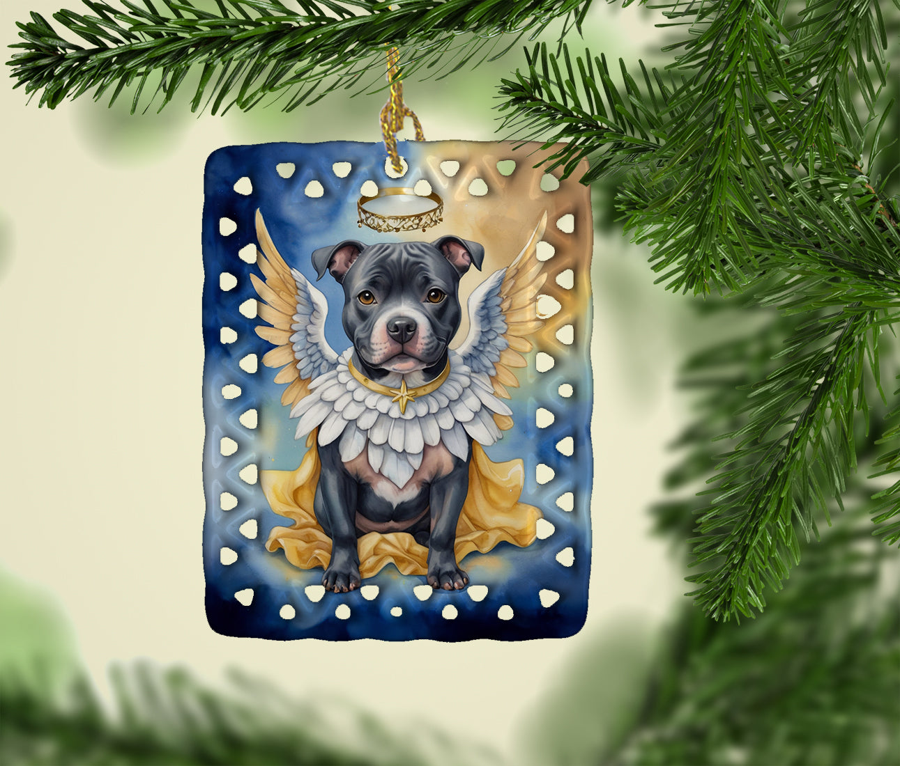 Caroline's Treasures Staffordshire Bull Terrier My Angel Porcelain Ornament