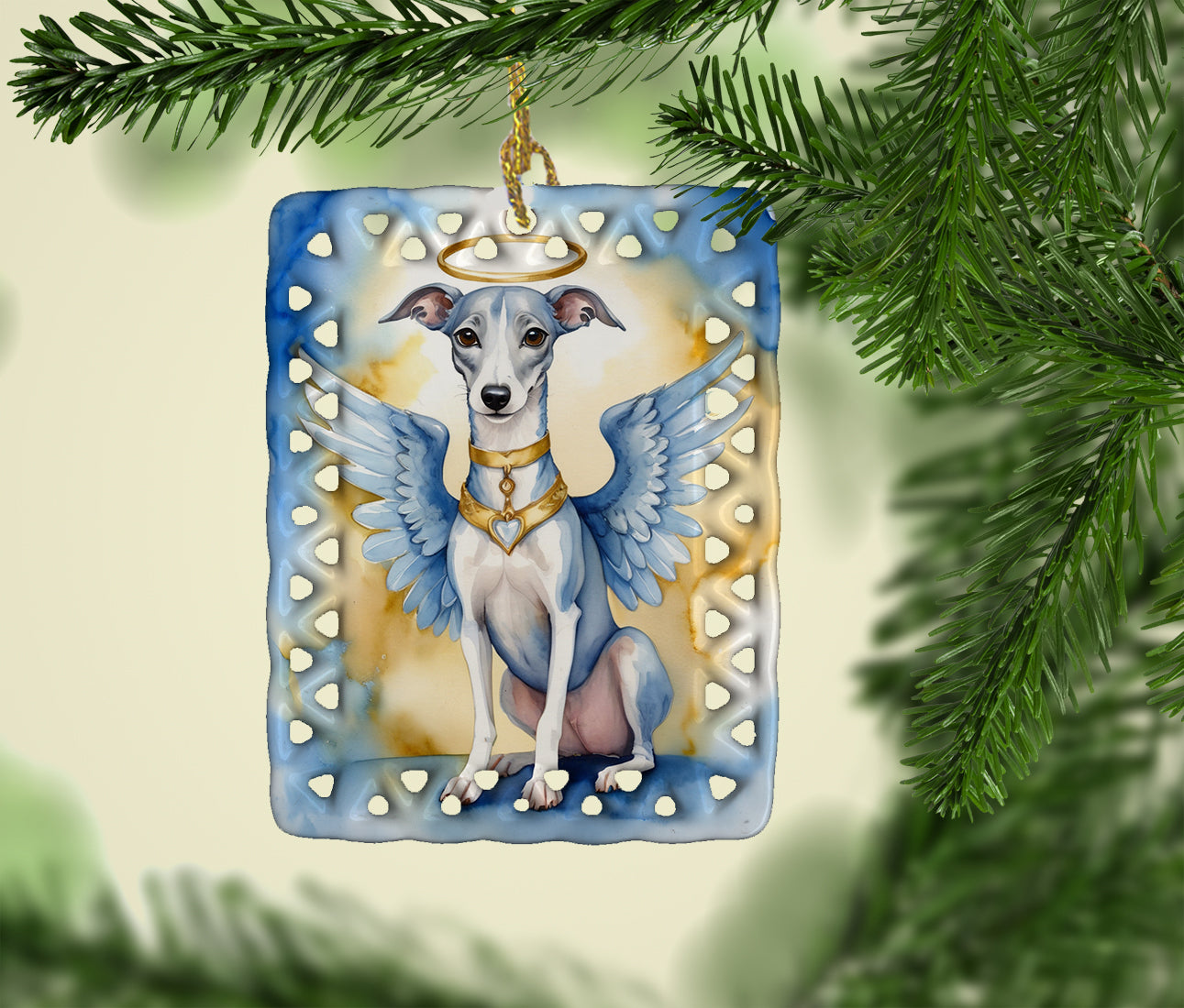 Caroline's Treasures Whippet My Angel Porcelain Ornament