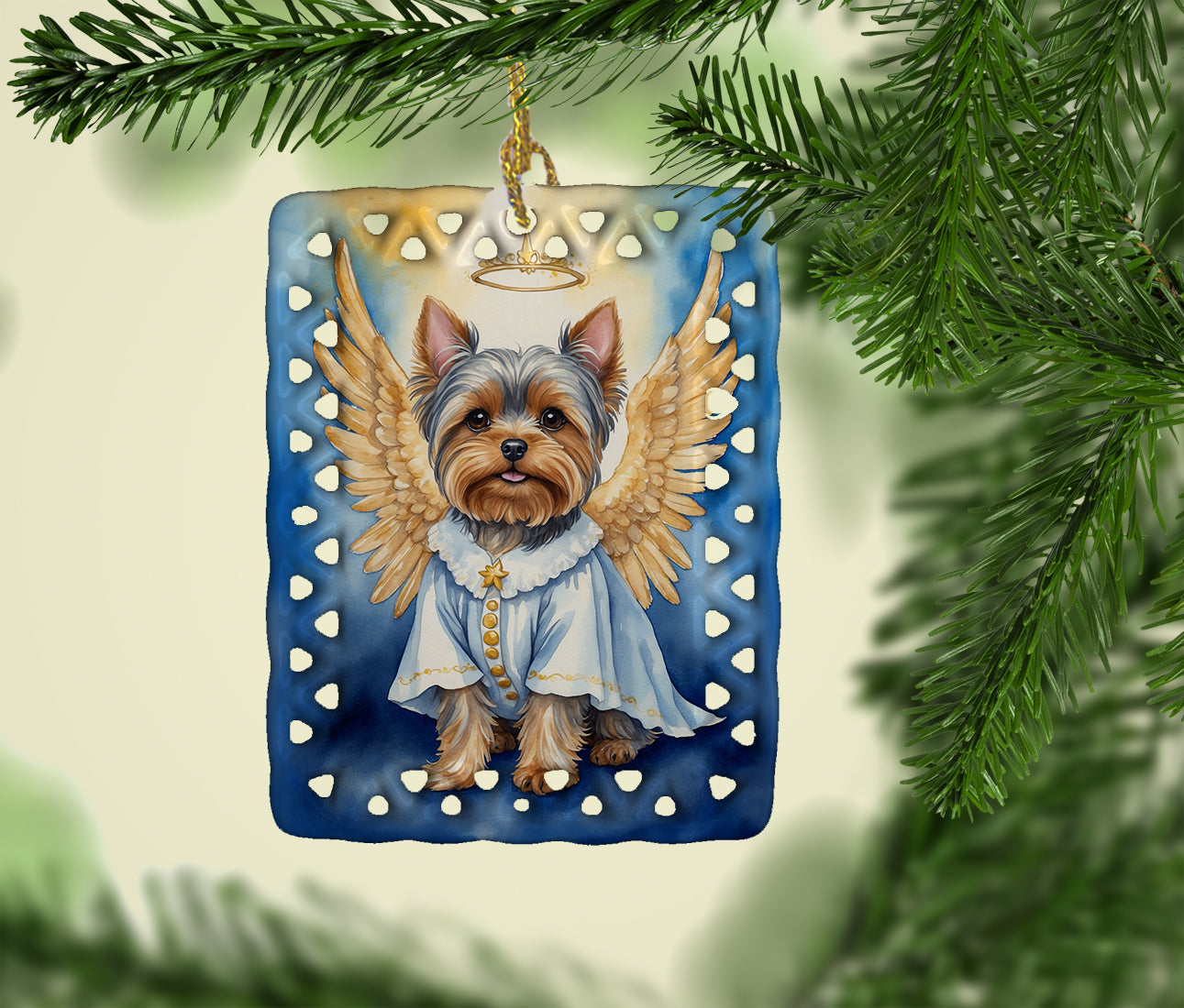Caroline's Treasures Yorkshire Terrier My Angel Porcelain Ornament
