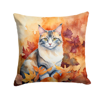 Caroline's Treasures Aphrodite Giant Cat in Fall Leaves Throw Pillow