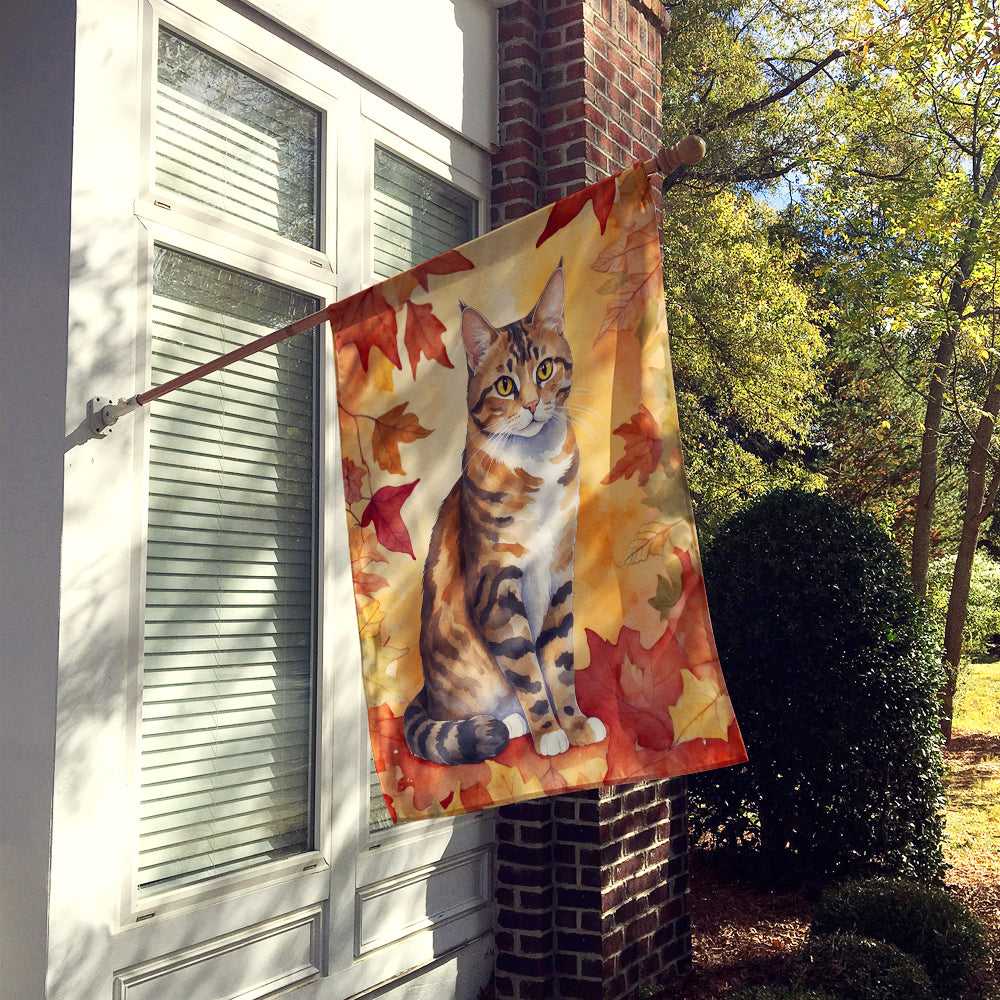 Caroline's Treasures California Spangled Cat in Fall Leaves House Flag