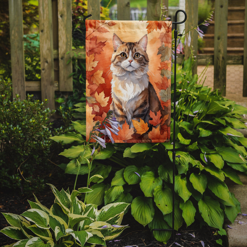 Caroline's Treasures Chantilly Tiffany Fall Garden Flag - Cat in Fall Leaves - Cat-Themed Seasonal Yard Decor