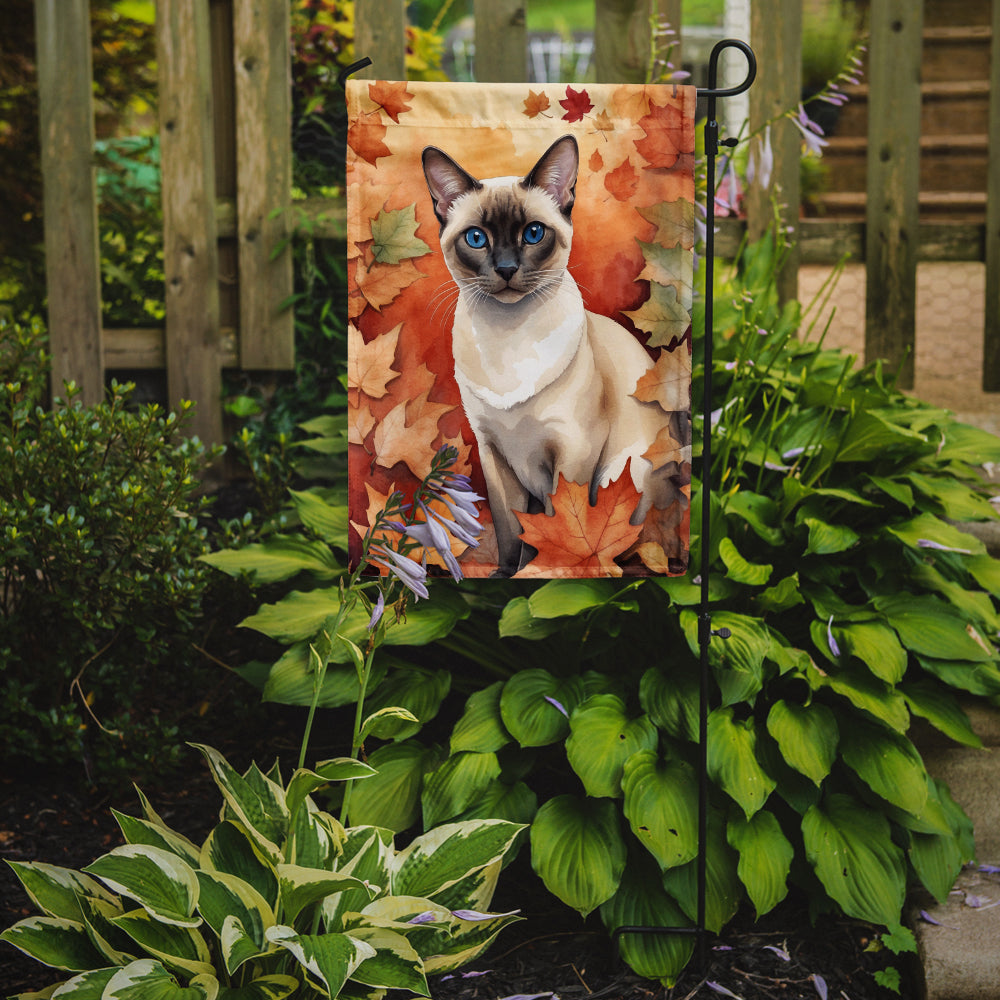 Caroline's Treasures Colorpoint Shorthair Fall Garden Flag - Cat in Fall Leaves - Cat-Themed Seasonal Yard Decor