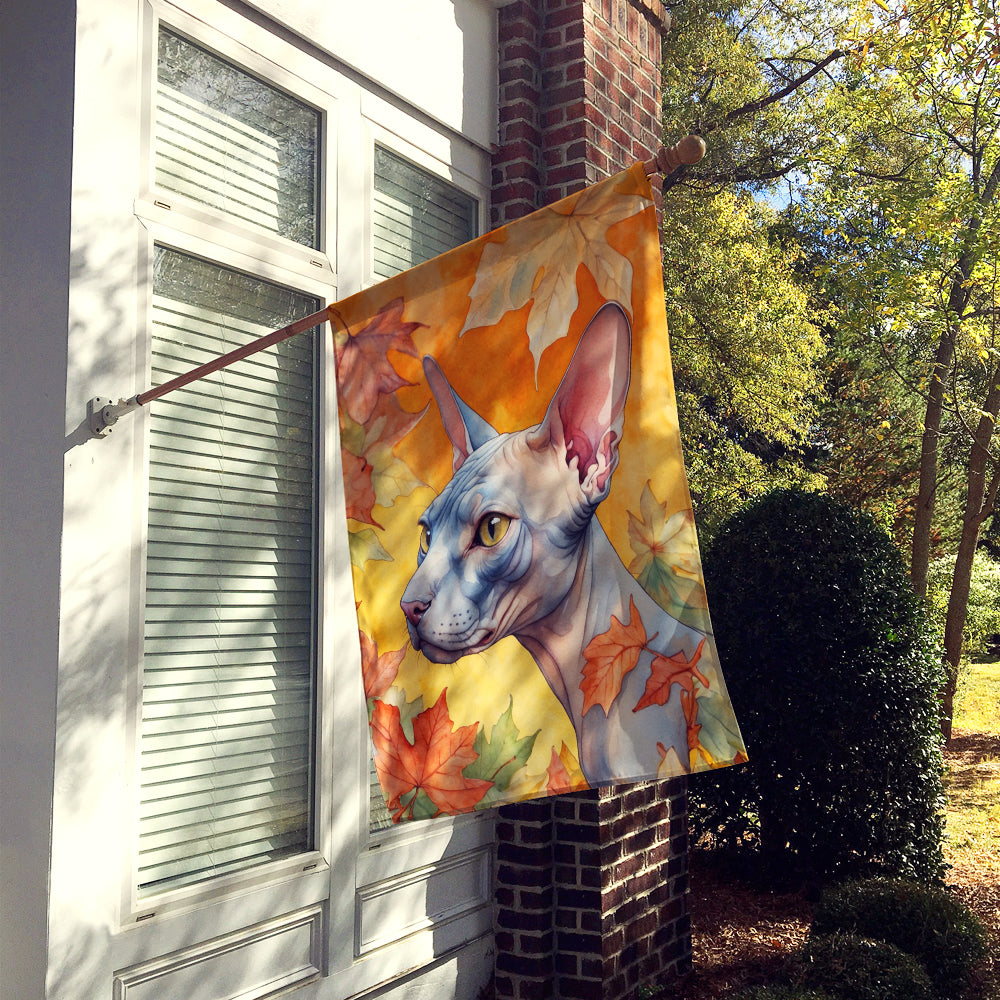 Caroline's Treasures Donskoy Don Sphynx Cat in Fall Leaves House Flag
