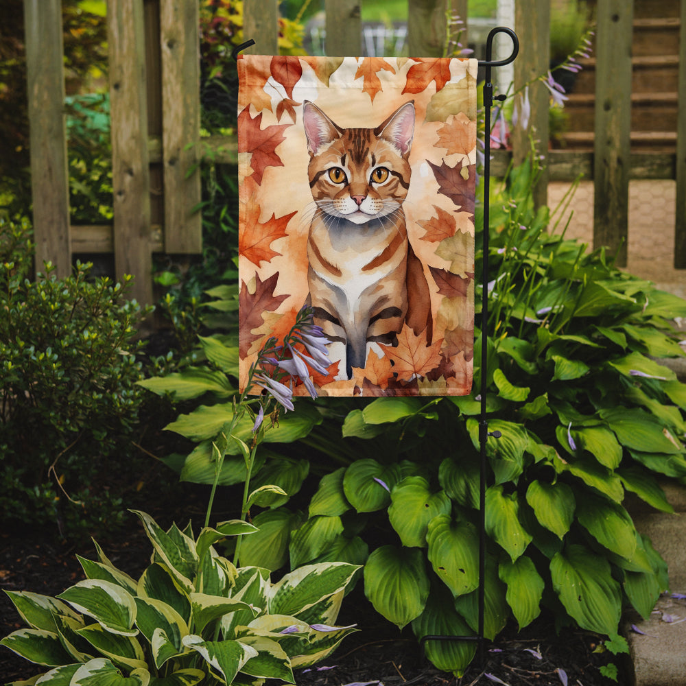 Caroline's Treasures German Rex Fall Garden Flag - Cat in Fall Leaves - Cat-Themed Seasonal Yard Decor