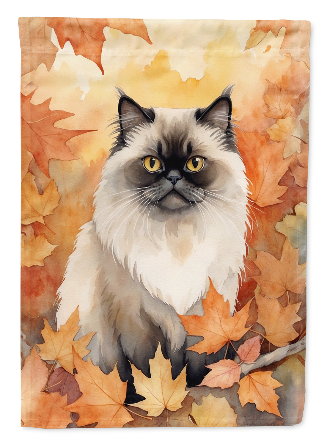 Caroline's Treasures Himalayan Fall Garden Flag - Cat in Fall Leaves - Cat-Themed Seasonal Yard Decor