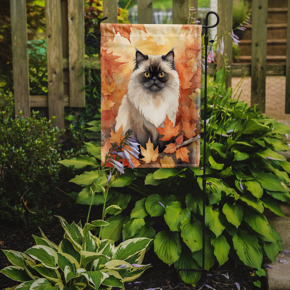 Caroline's Treasures Himalayan Fall Garden Flag - Cat in Fall Leaves - Cat-Themed Seasonal Yard Decor