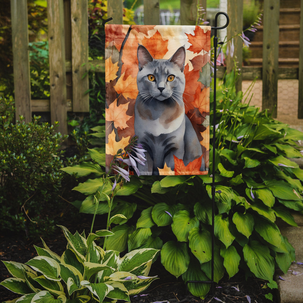 Caroline's Treasures Korat Fall Garden Flag - Cat in Fall Leaves - Cat-Themed Seasonal Yard Decor