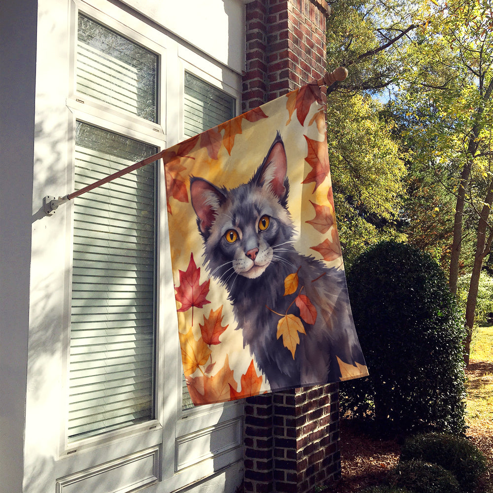 Caroline's Treasures Lykoi Cat in Fall Leaves House Flag