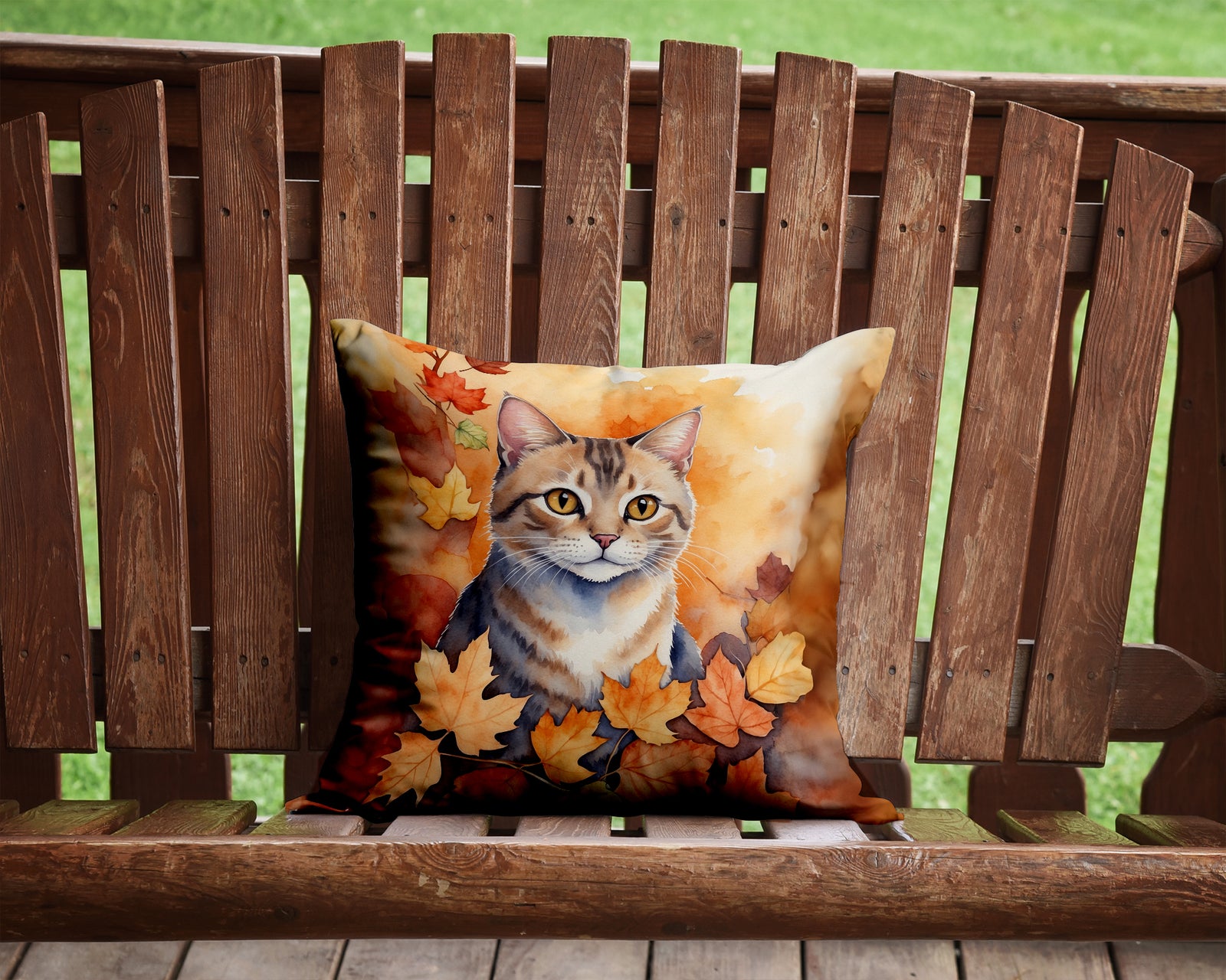 Caroline's Treasures Raas Cat in Fall Leaves Throw Pillow - 14x14 Decorative Pillow – Art for Your Home & Patio