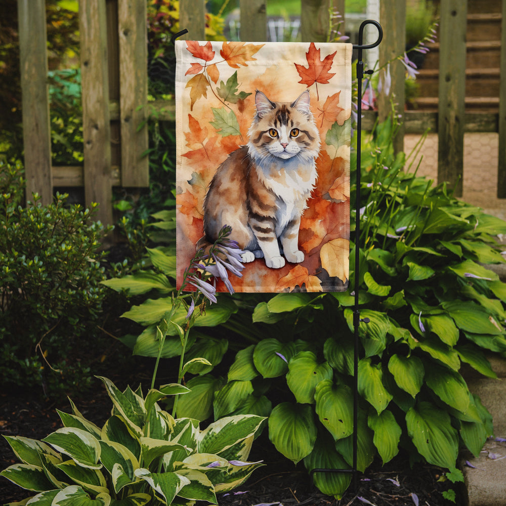 Caroline's Treasures Ragamuffin Fall Garden Flag - Cat in Fall Leaves - Cat-Themed Seasonal Yard Decor