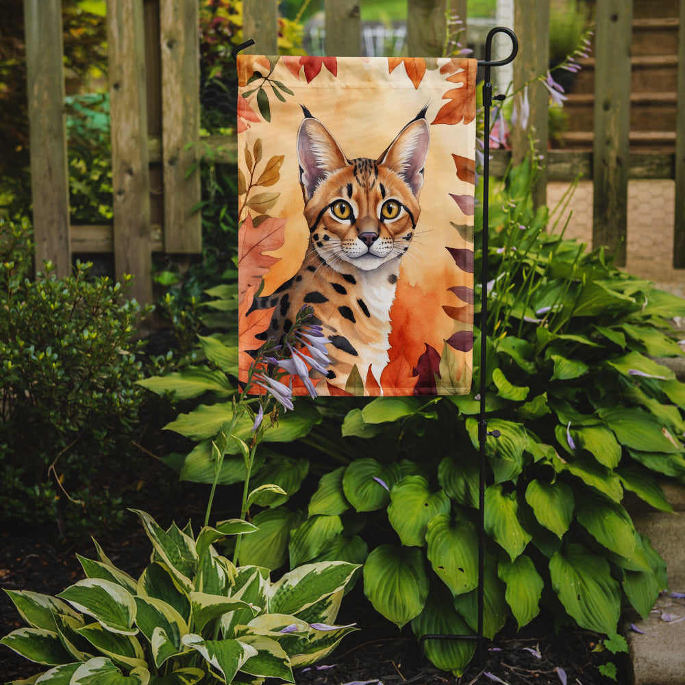 Caroline's Treasures Serengeti Fall Garden Flag - Cat in Fall Leaves - Cat-Themed Seasonal Yard Decor