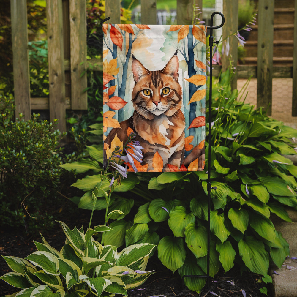 Caroline's Treasures Sokoke Fall Garden Flag - Cat in Fall Leaves - Cat-Themed Seasonal Yard Decor