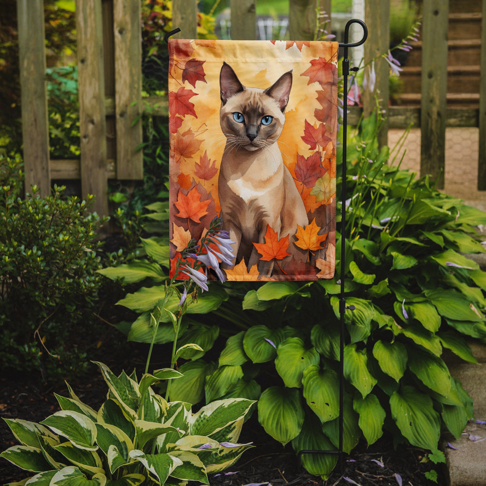 Caroline's Treasures Tonkinese Fall Garden Flag - Cat in Fall Leaves - Cat-Themed Seasonal Yard Decor