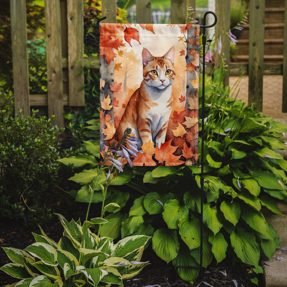 Caroline's Treasures Ural Rex Fall Garden Flag - Cat in Fall Leaves - Cat-Themed Seasonal Yard Decor