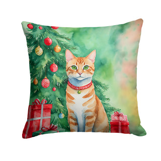 Caroline's Treasures Arabian Mau Cat By the Christmas Tree Throw Pillow - 14x14 Decorative Pillow – Art for Your Home & Patio