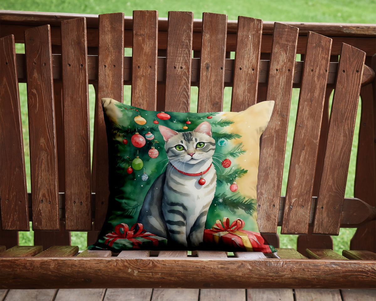 Caroline's Treasures Asian Cat By the Christmas Tree Throw Pillow - 14x14 Decorative Pillow – Art for Your Home & Patio