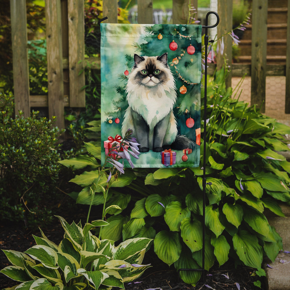 Caroline's Treasures Himalayan Christmas Garden Flag - Cat by the Christmas Tree - Cat-Themed Holiday Yard Decor