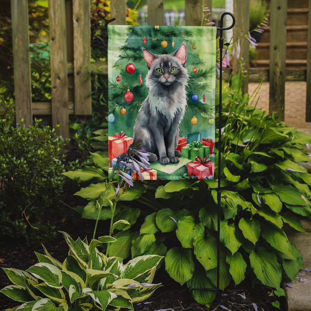 Caroline's Treasures Lykoi Christmas Garden Flag - Cat by the Christmas Tree - Cat-Themed Holiday Yard Decor