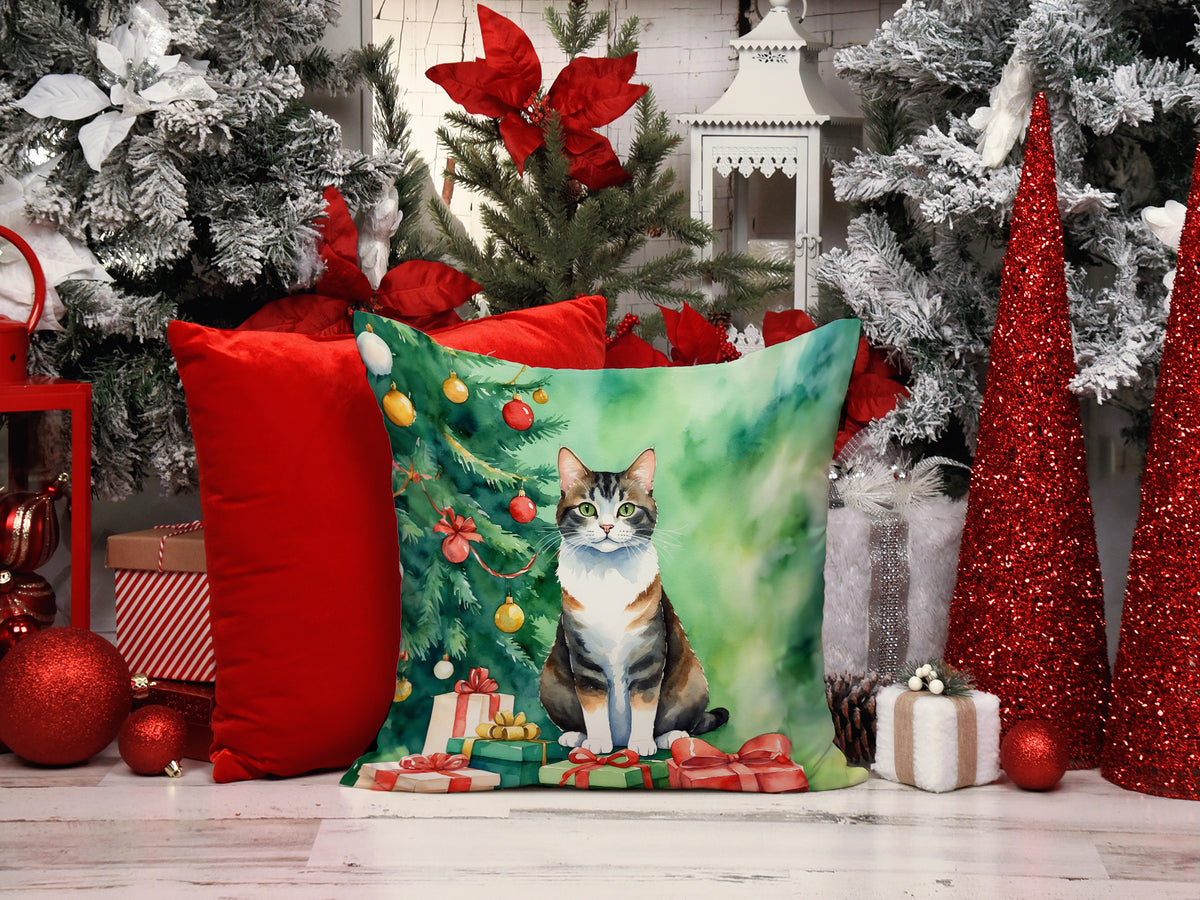 Caroline's Treasures Manx Cat By the Christmas Tree Throw Pillow