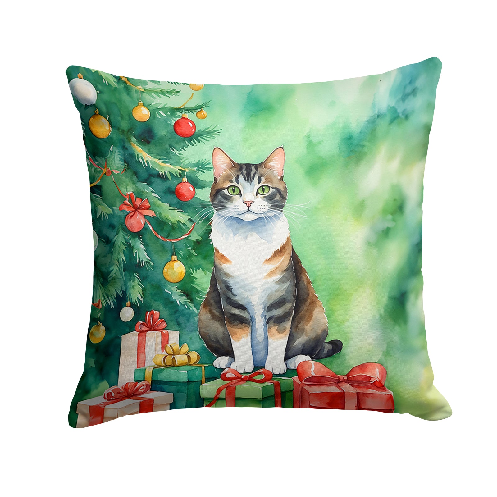 Caroline's Treasures Manx Cat By the Christmas Tree Throw Pillow