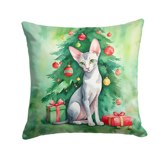 Caroline's Treasures Oriental Shorthair Cat By the Christmas Tree Throw Pillow