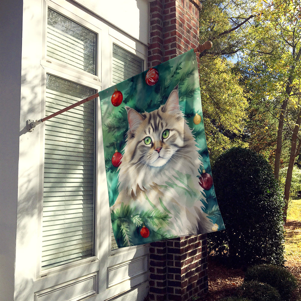 Caroline's Treasures Siberian Cat By the Christmas Tree House Flag