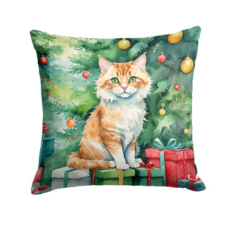 Caroline's Treasures Skookum Cat By the Christmas Tree Throw Pillow