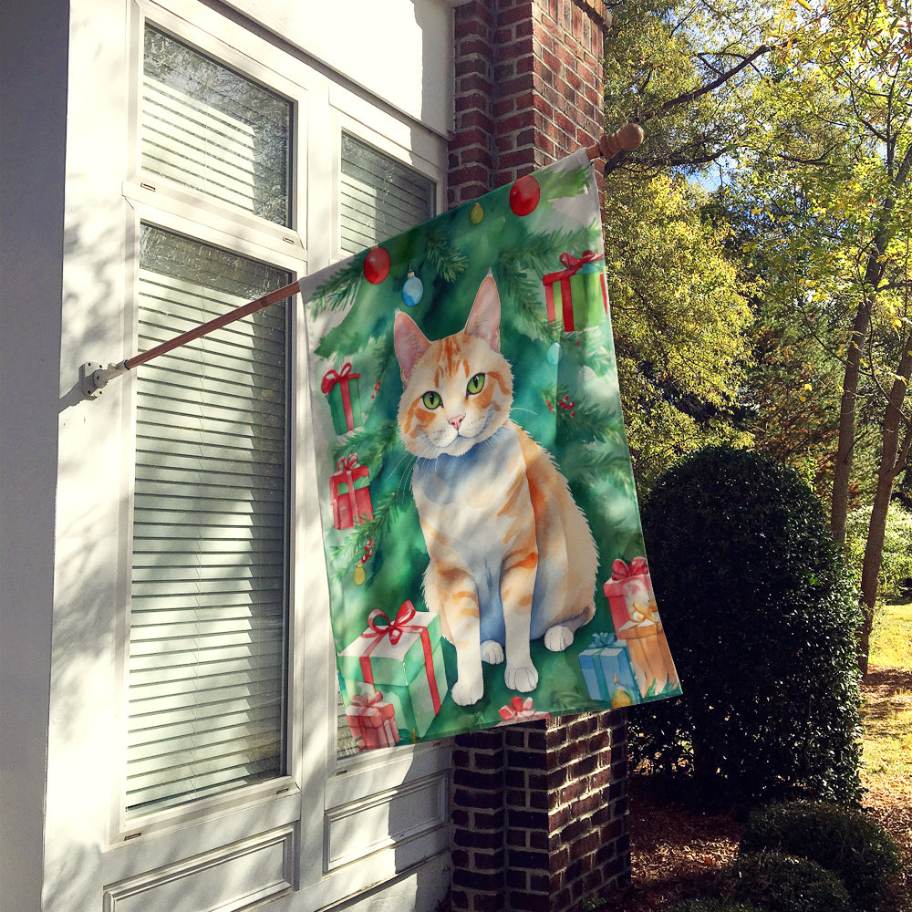 Caroline's Treasures Ural Rex Cat By the Christmas Tree House Flag