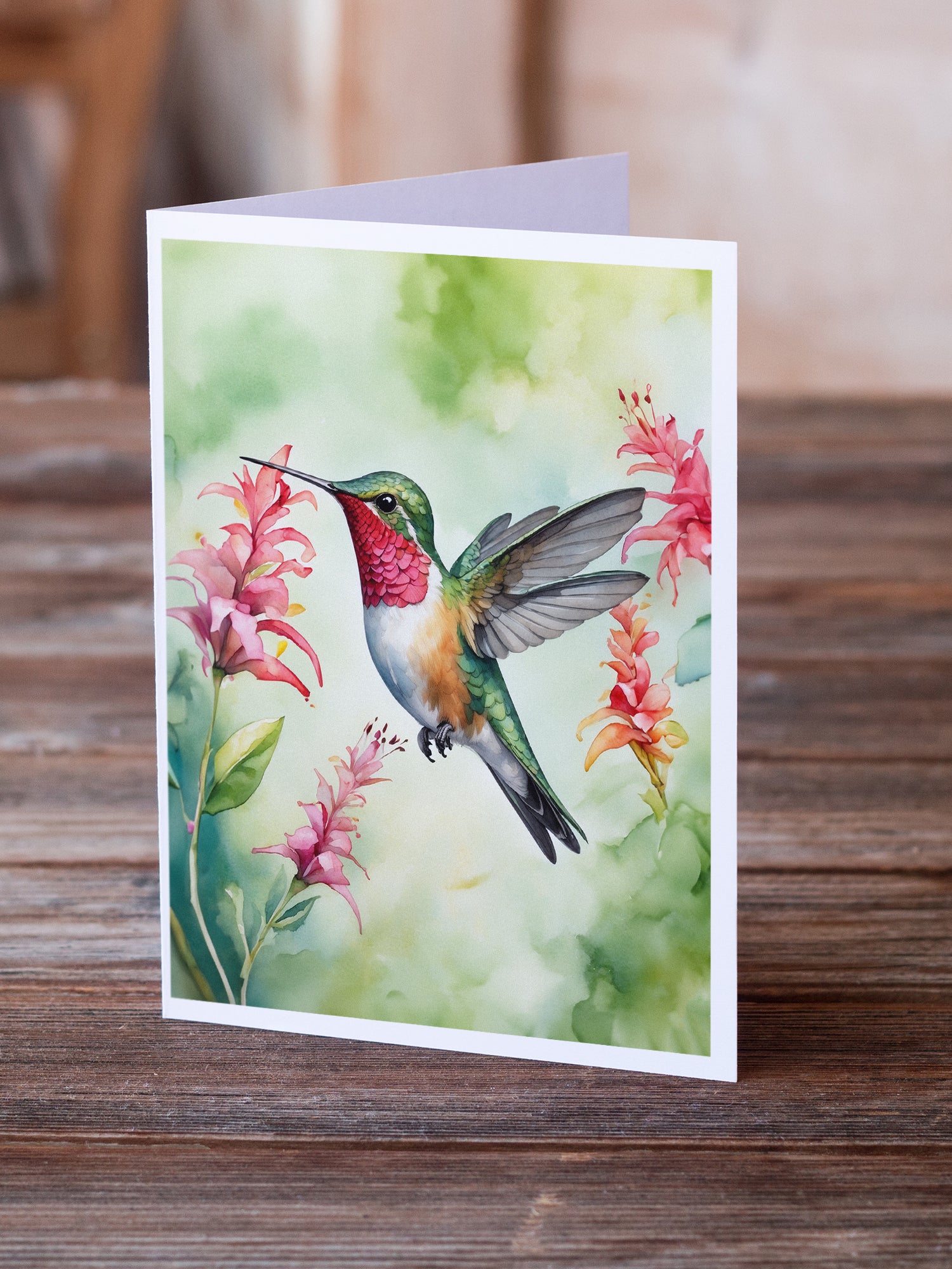 Caroline's Treasures Broadtailed Hummingbird Greeting Cards - Blank Note Cards – 8-Pack of Artist-Designed Cards with Envelopes