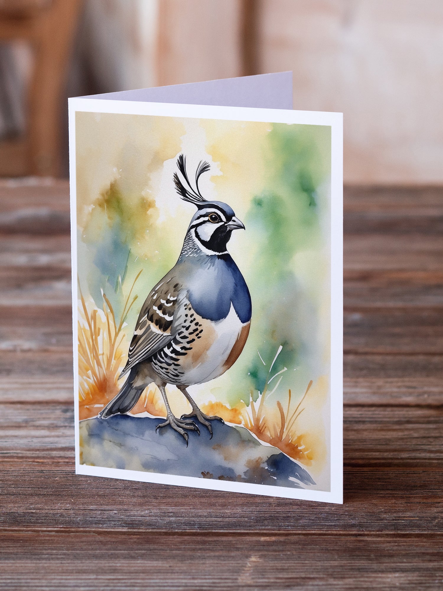 Caroline's Treasures California Quail Greeting Cards - Blank Note Cards – 8-Pack of Artist-Designed Cards with Envelopes