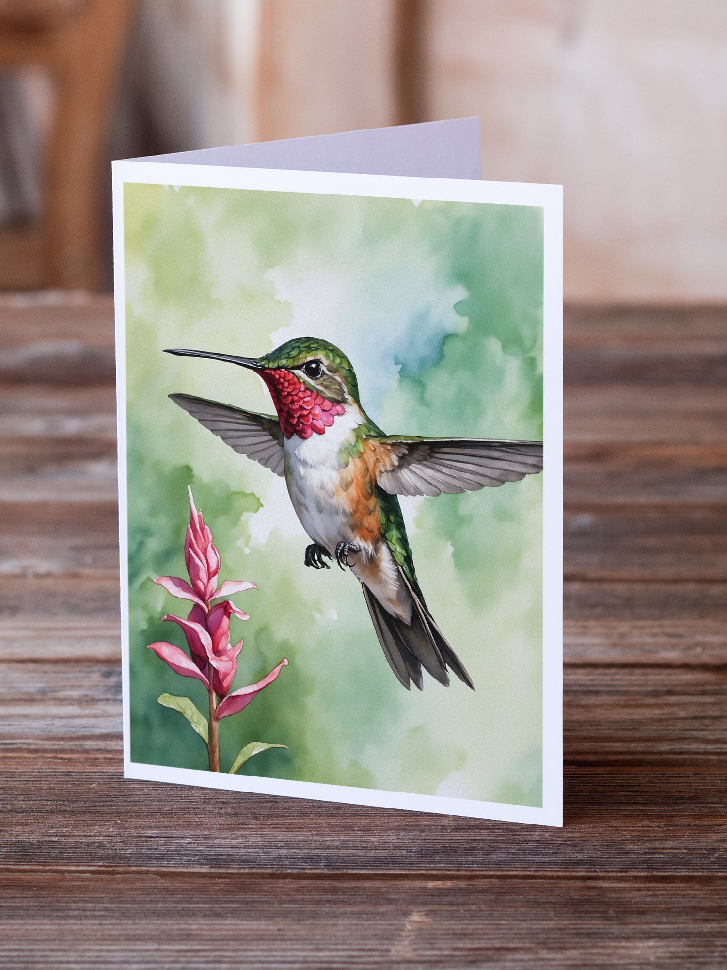 Caroline's Treasures Calliope Hummingbird Greeting Cards - Blank Note Cards – 8-Pack of Artist-Designed Cards with Envelopes