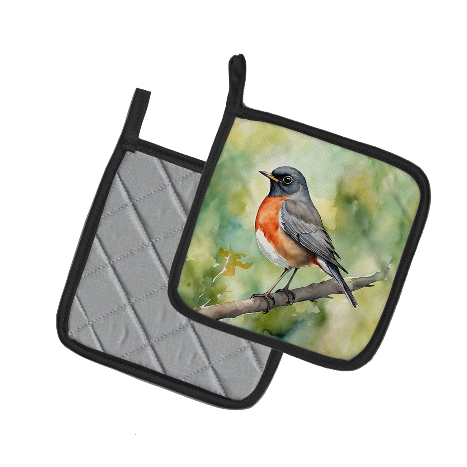 Caroline's Treasures Connecticut American Robin Pot Holders - Set of 2 Decorative Kitchen Helpers | Made in the USA