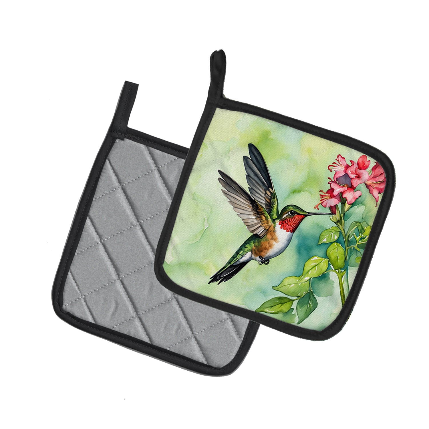 Caroline's Treasures Rubythroated Hummingbird Pot Holders - Set of 2 Decorative Kitchen Helpers | Made in the USA