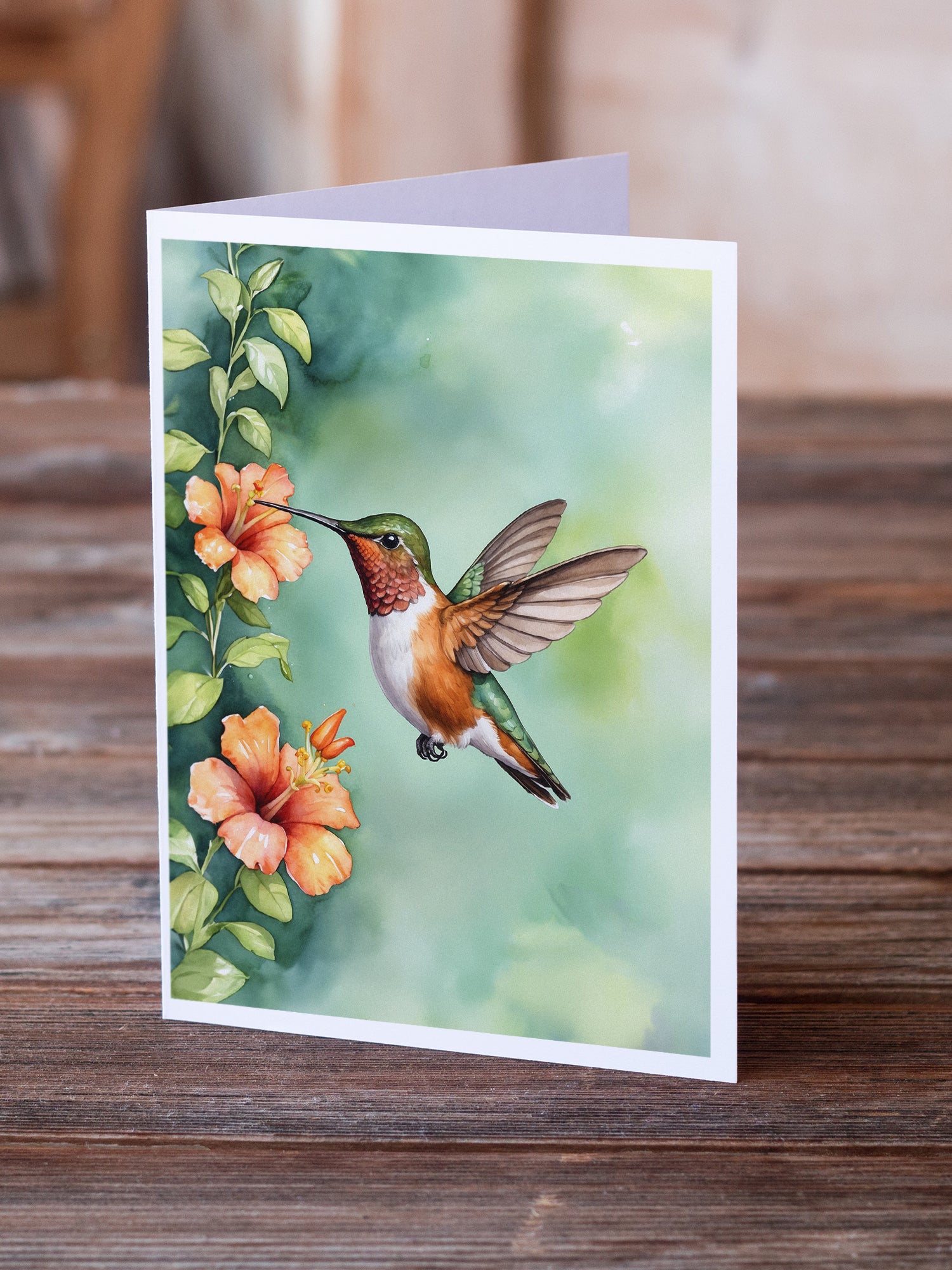 Caroline's Treasures Rufous Hummingbird Greeting Cards - Blank Note Cards – 8-Pack of Artist-Designed Cards with Envelopes