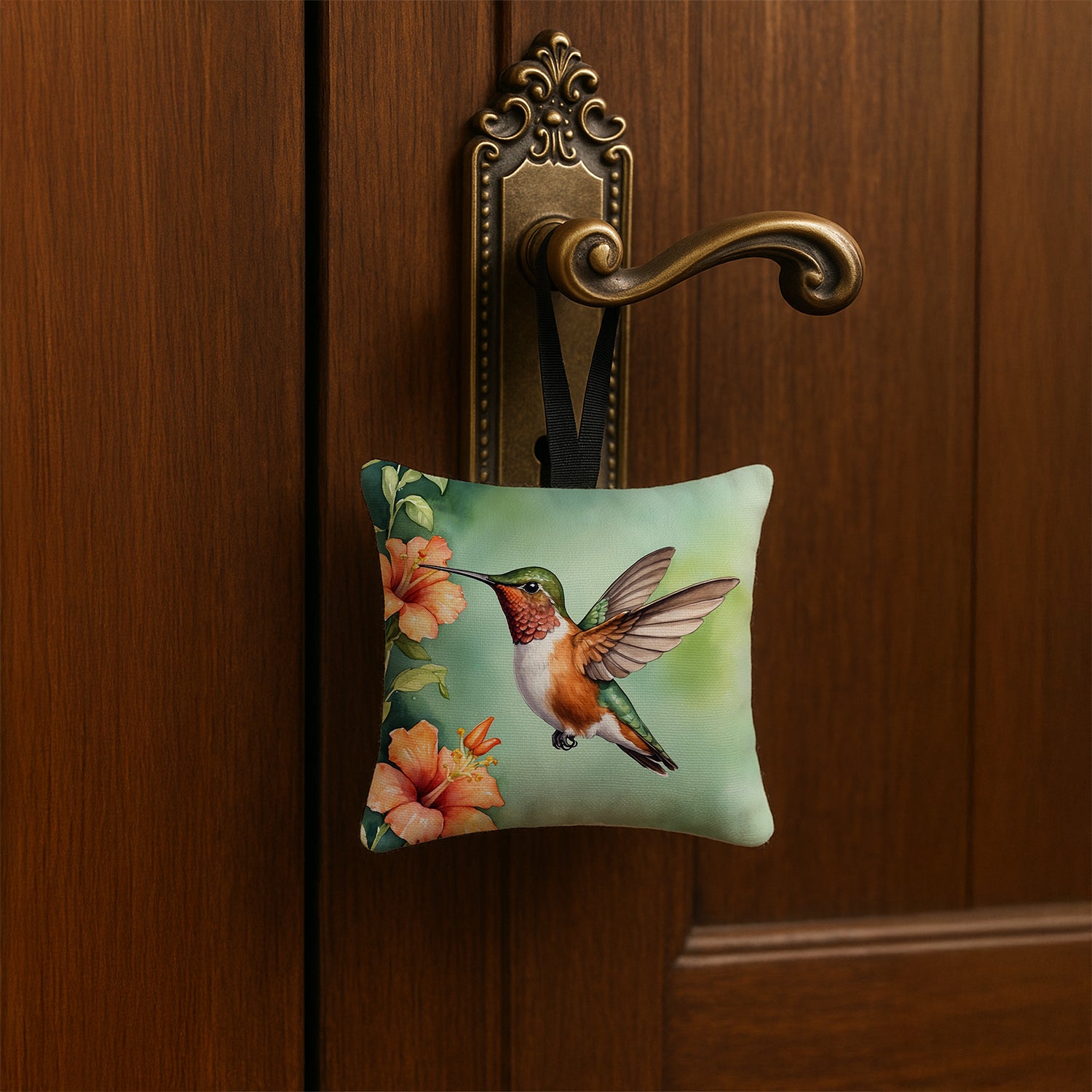 Caroline's Treasures Rufous Hummingbird Hanging Square Fabric Ornament 3.5 × 3.5