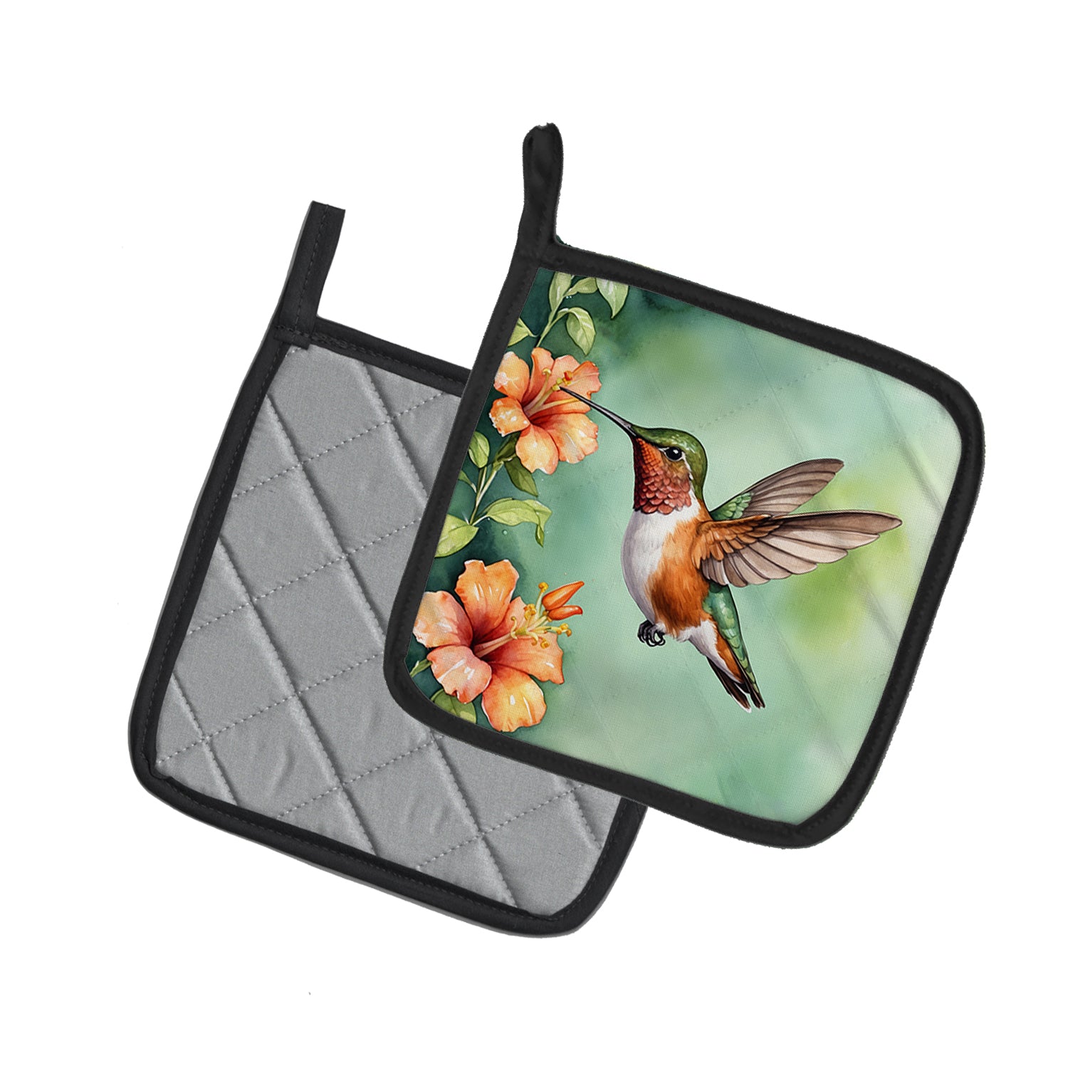 Caroline's Treasures Rufous Hummingbird Pot Holders - Set of 2 Decorative Kitchen Helpers | Made in the USA