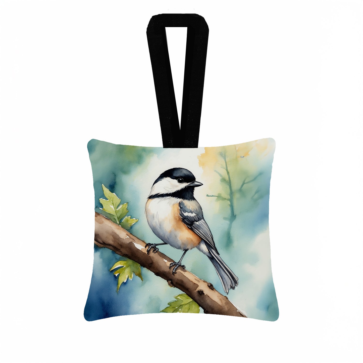 Caroline's Treasures Massachusetts Blackcapped Chickadee Hanging Square Fabric Ornament 3.5 × 3.5