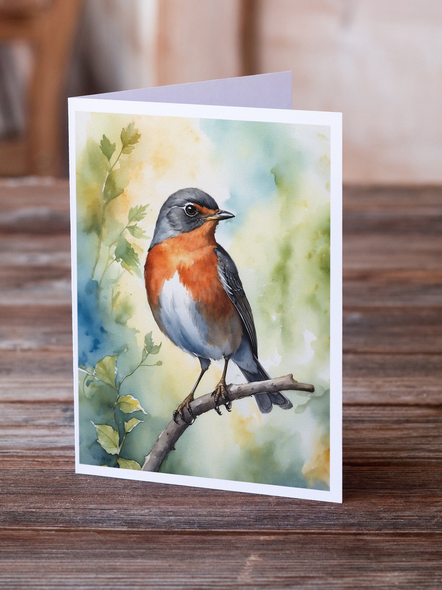Caroline's Treasures Michigan American Robin Greeting Cards - Blank Note Cards – 8-Pack of Artist-Designed Cards with Envelopes