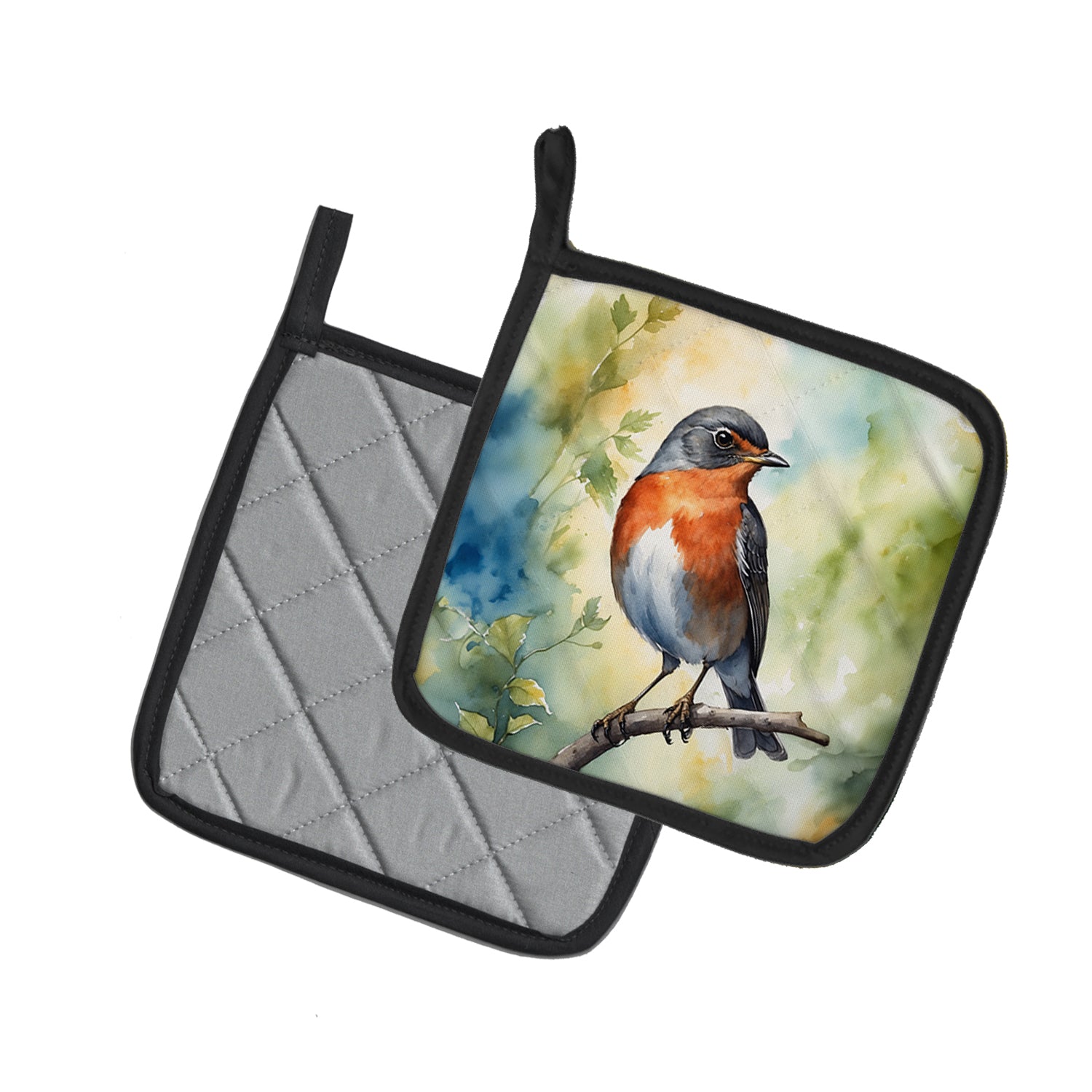 Caroline's Treasures Michigan American Robin Pot Holders - Set of 2 Decorative Kitchen Helpers | Made in the USA