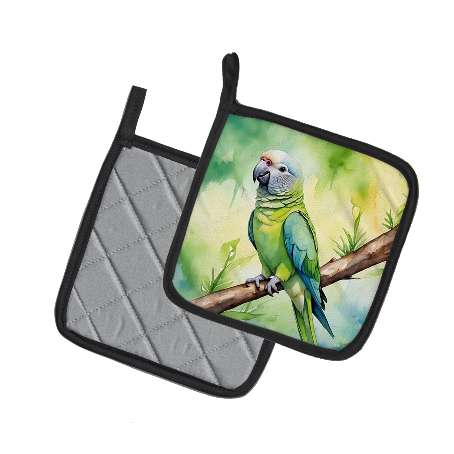 Caroline's Treasures Monk Parakeet Pot Holders - Set of 2 Decorative Kitchen Helpers | Made in the USA