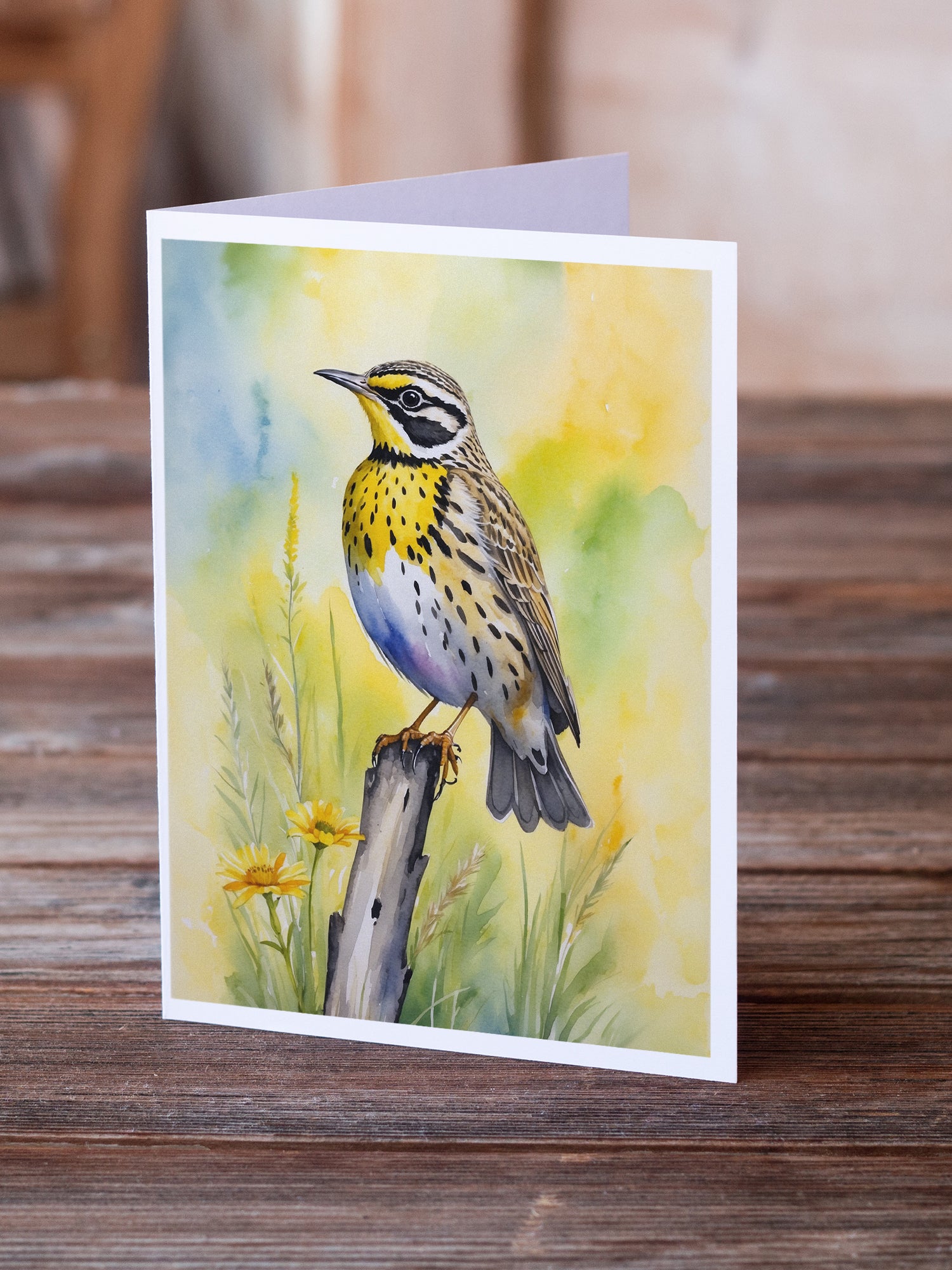 Caroline's Treasures Montana Western Meadowlark Greeting Cards - Blank Note Cards – 8-Pack of Artist-Designed Cards with Envelopes