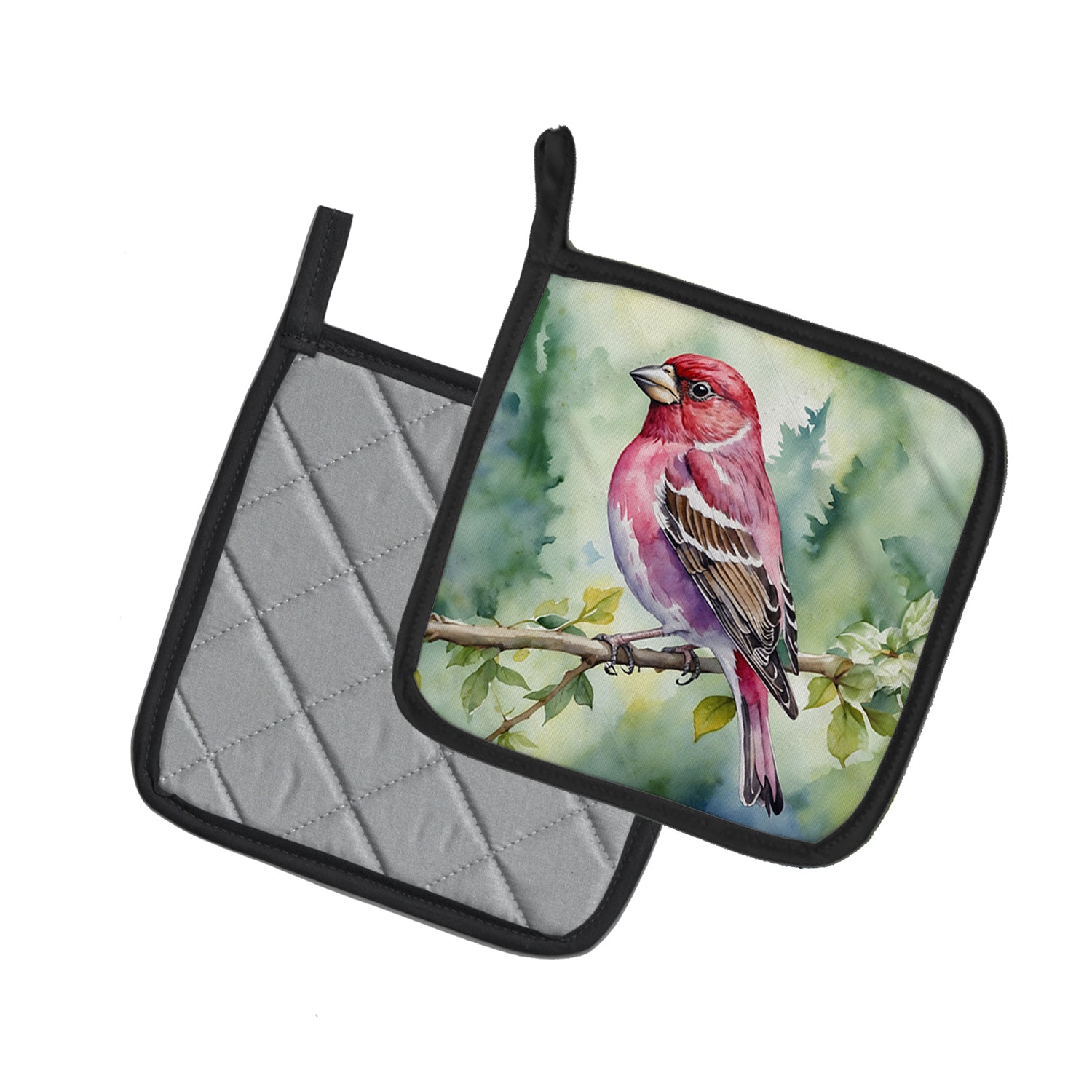 Caroline's Treasures New Hampshire Purple Finch Pot Holders - Set of 2 Decorative Kitchen Helpers | Made in the USA