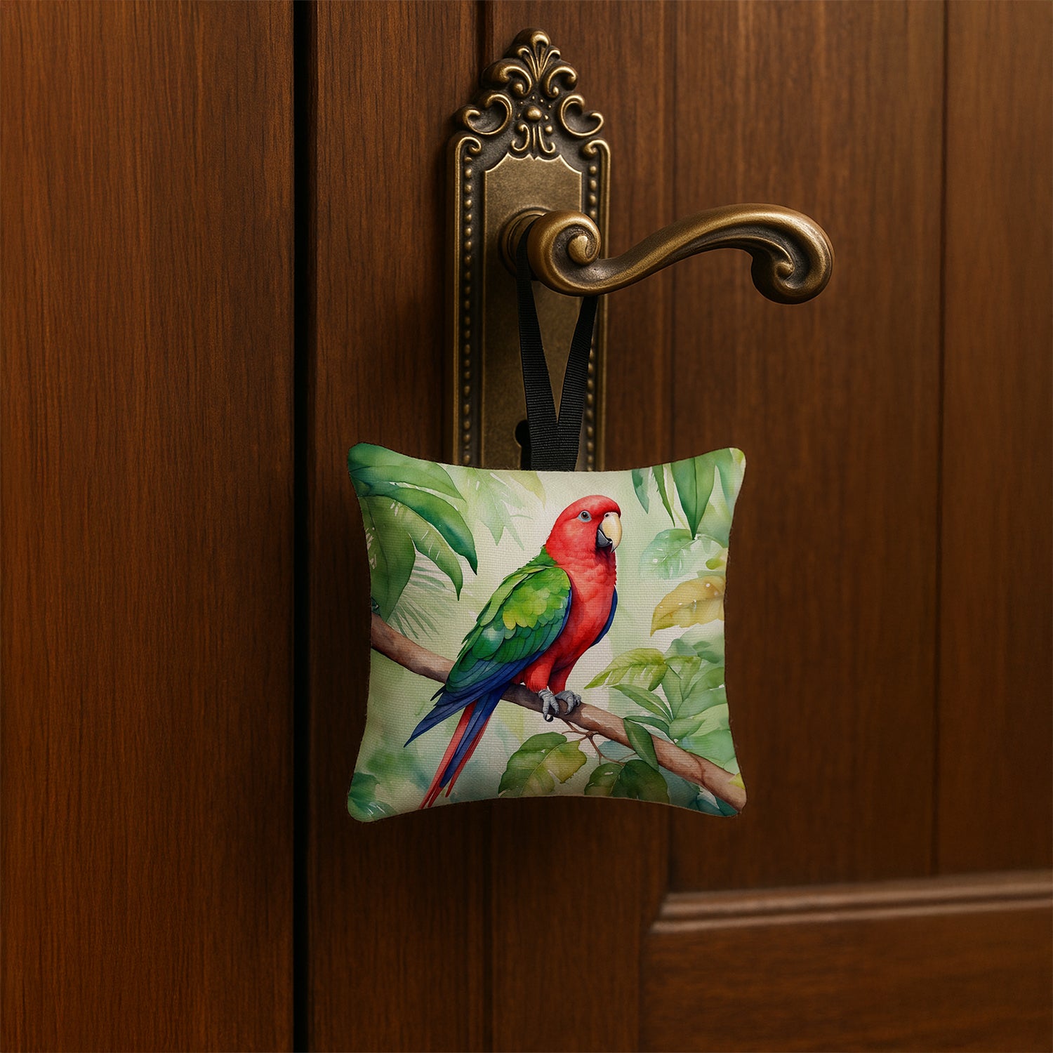 Caroline's Treasures Eclectus Parrot Hanging Square Fabric Ornament 3.5 × 3.5