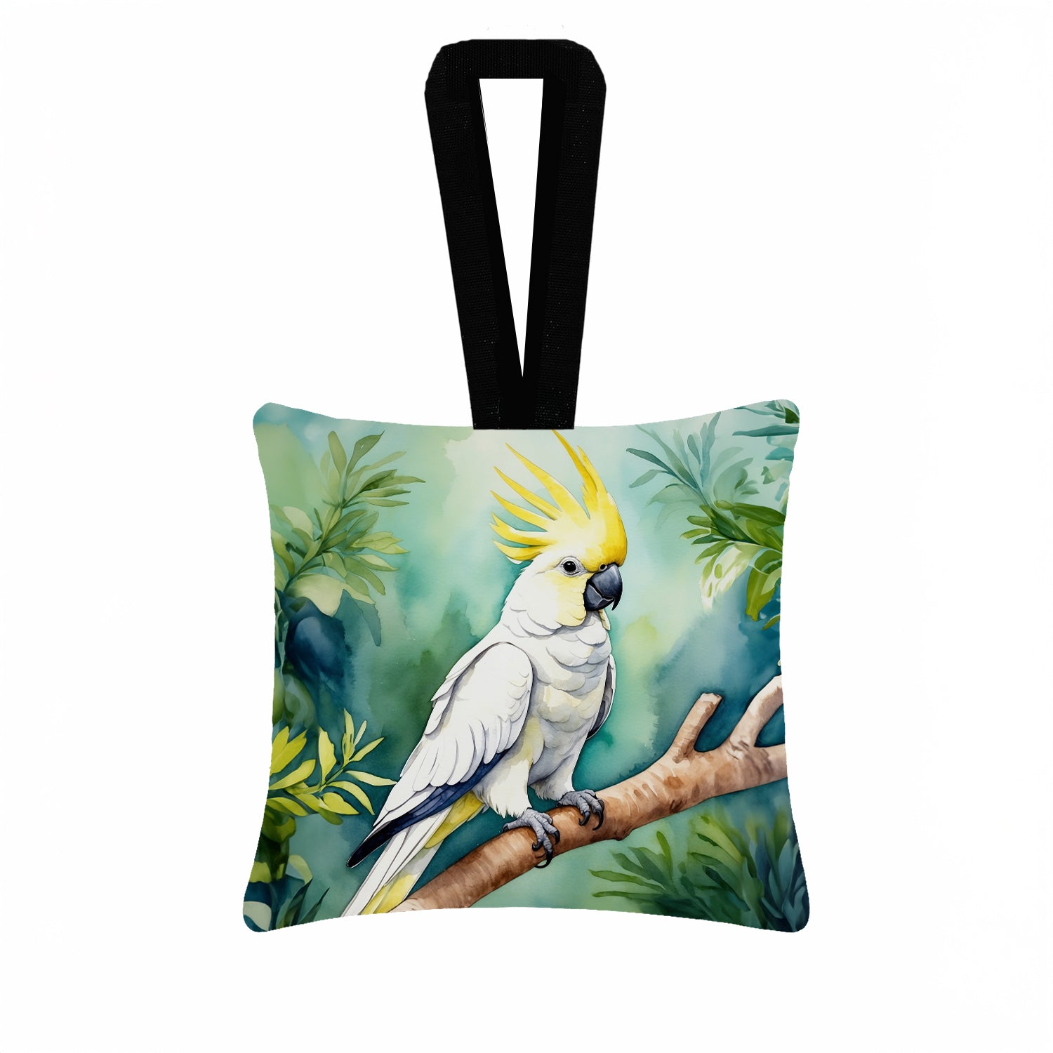 Caroline's Treasures Sulphurcrested Cockatoo Hanging Square Fabric Ornament 3.5 × 3.5