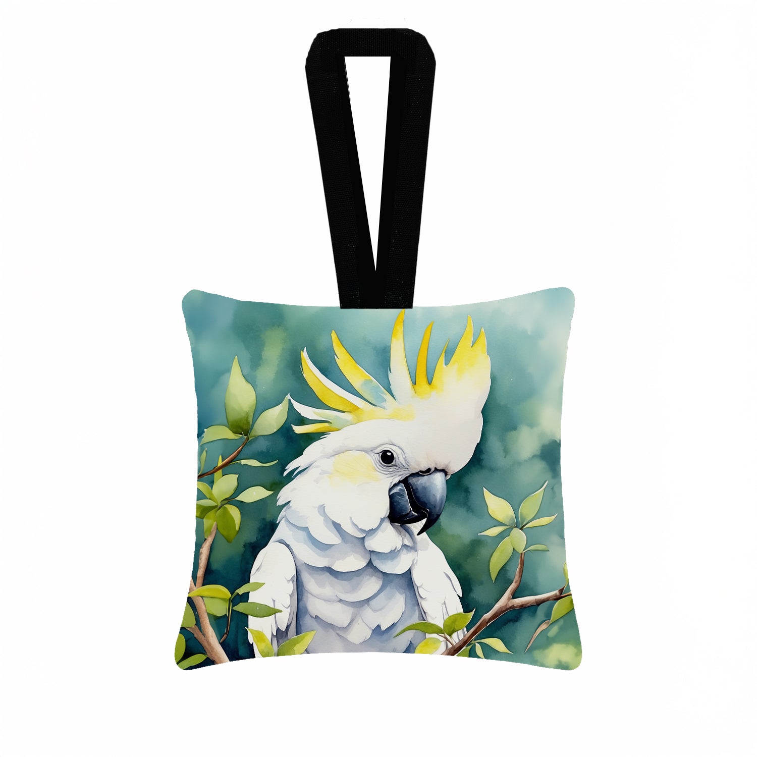 Caroline's Treasures Sulphurcrested Cockatoo Hanging Square Fabric Ornament 3.5 × 3.5